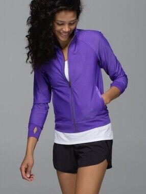 Lululemon Sweaty Or Not Jacket In Iris Flower Size 8